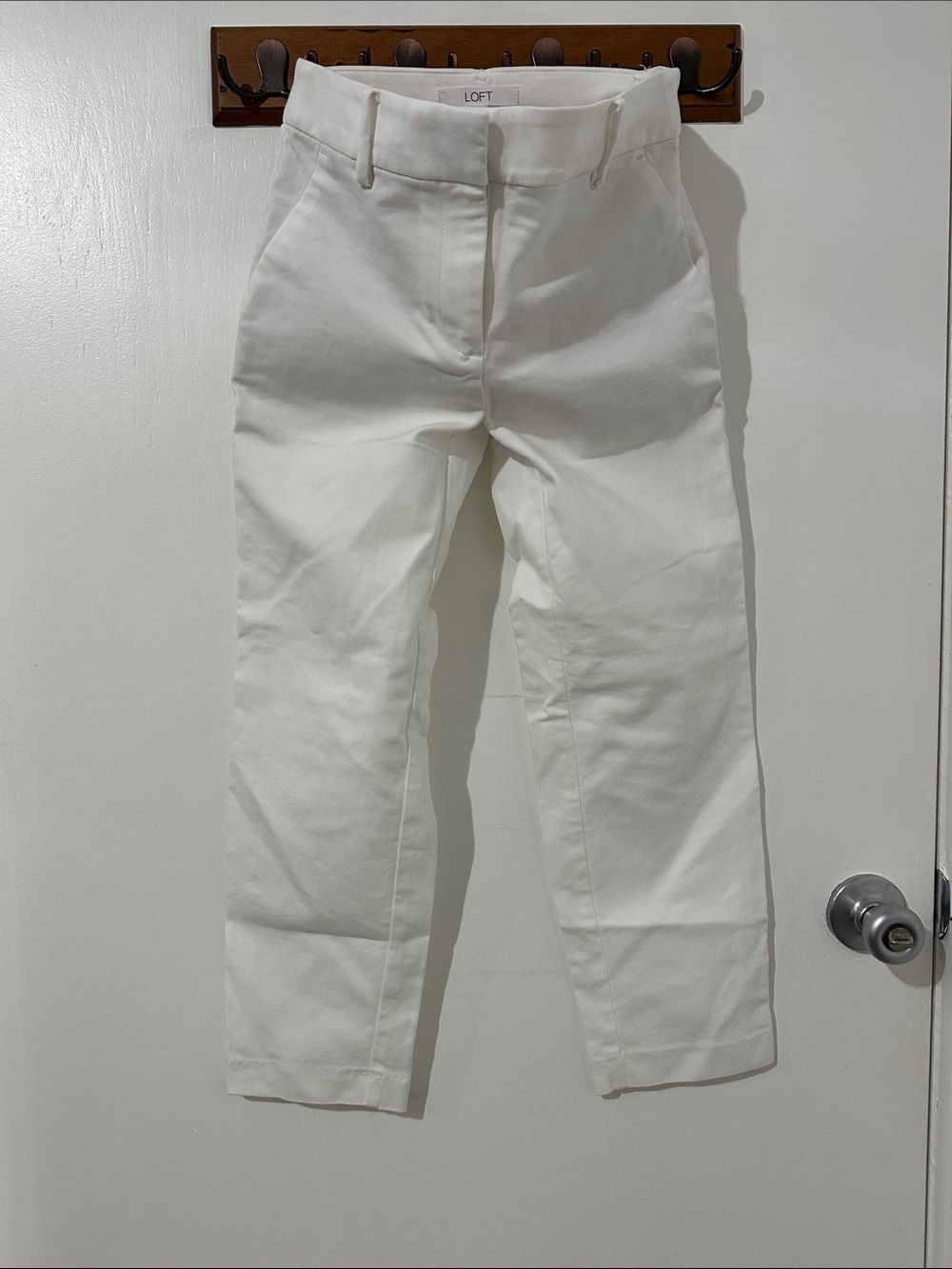 LOFT White Straight High-Rise Pants